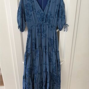 Ted Baker Blue Floral Maxi  Dress Size 1